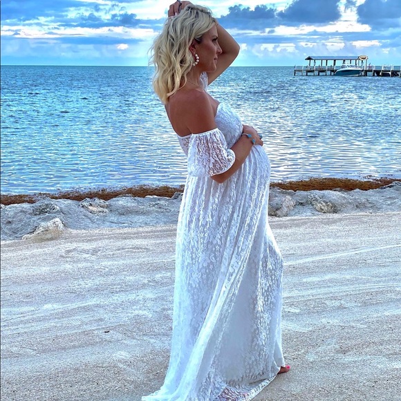 knee length dresses for ladies Mqtime See Through Lace Maternity Photo Shoot Long Dresses Boho Pregna –  mqtime main image 1
